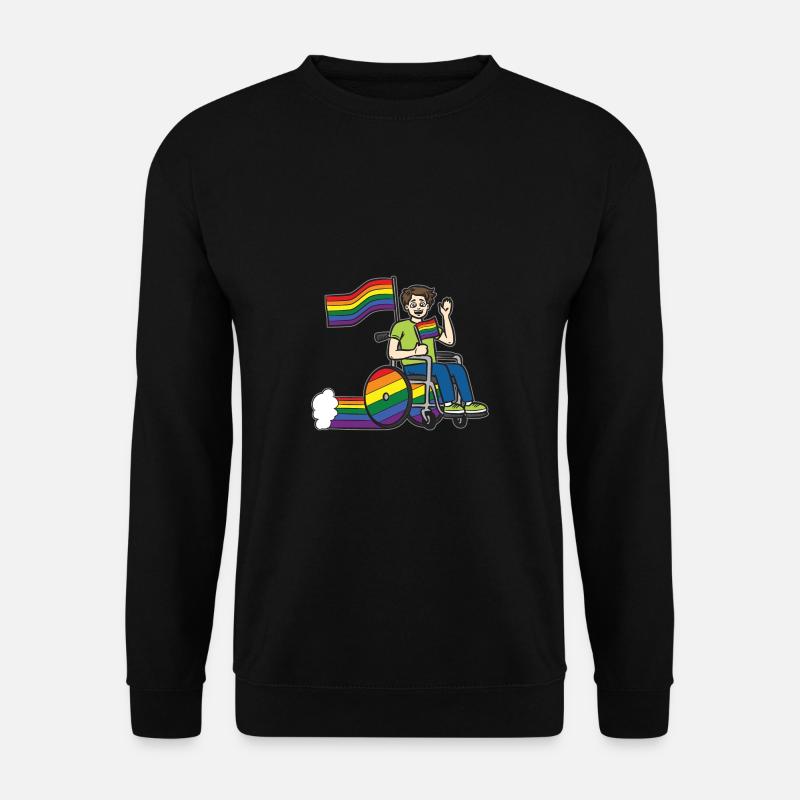 LGBTQ Rollstuhlunterstützung Rainbow Flag - Unisex Pullover - Schwarz