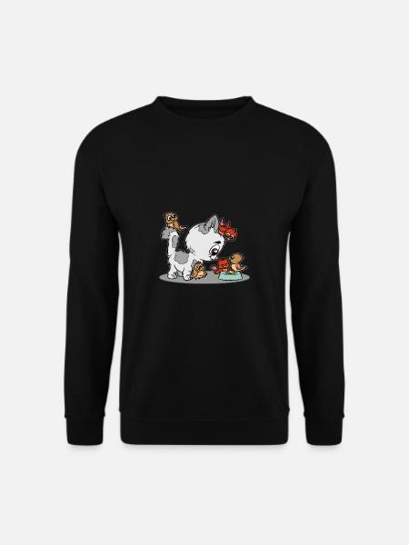 Kitten Bird Sharing Futter Tier - Unisex Pullover - Schwarz