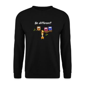 Be Different! - Süßer Fun Spruch - Fuchs Motto - Unisex Pullover - Schwarz - Vorne - Alina (178cm) & Michal (187cm)
