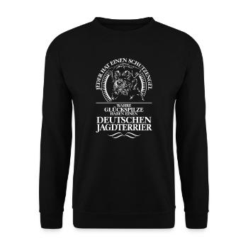 DEUTSCHER JAGDTERRIER Schutzengel Hunde Wilsigns - Unisex Pullover - Schwarz - Vorne - Alina (178cm) & Michal (187cm)