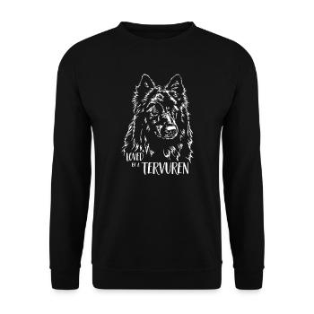 Loved by a Tervuren Hundespruch Tervueren Wilsigns - Unisex Sweatshirt - black - Front - Alina (178cm) & Michal (187cm)