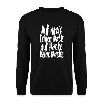 Auf Nazis keinen Bock, auf Höcke keine Böcke. - Unisex Pullover - Schwarz - Vorne - Alina (178cm) & Michal (187cm)