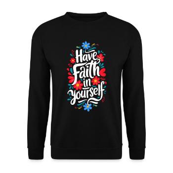 Selbstvertrauen Mut Blumen Ornament Neuanfang - Unisex Pullover - Schwarz - Vorne - Alina (178cm) & Michal (187cm)