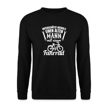 Ne jamais sous-estimer un vieil homme avec une bicyclette. - Sweat-shirt Unisexe - noir - Devant - Alina (178cm) & Michal (187cm)