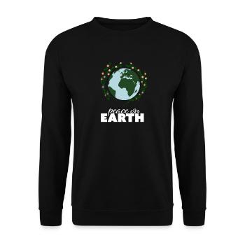 Frieden auf Erden, Peace, Freiheit, Geschenkidee - Unisex Pullover - Schwarz - Vorne - Alina (178cm) & Michal (187cm)