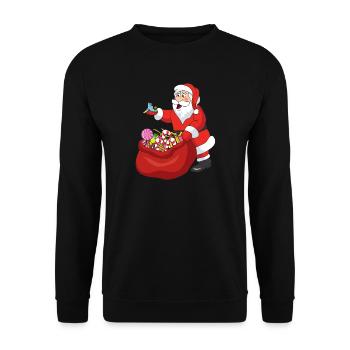 Noël Noël Père Noël Père Noël - Sweat-shirt Unisexe - noir - Devant - Alina (178cm) & Michal (187cm)