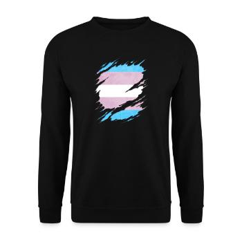 Transgender Pride Flag Ripped Reveal - Unisex Sweatshirt - black - Front - Alina (178cm) & Michal (187cm)