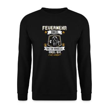 onkel feuerwehr geschenk - Unisex Pullover - Schwarz - Vorne - Alina (178cm) & Michal (187cm)