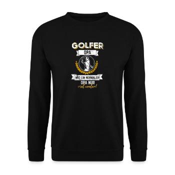 golfen golfer opa geschenk - Unisex Pullover - Schwarz - Vorne - Alina (178cm) & Michal (187cm)