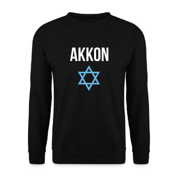 Akkon Israel Souvenir - Unisex Pullover - Schwarz - Vorne - Alina (178cm) & Michal (187cm)