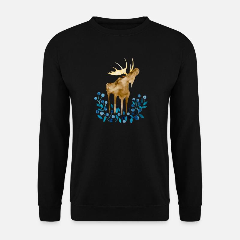 Elch, Sommer, Blaubeeren I Norwegen Souvenir - Unisex Pullover - Schwarz