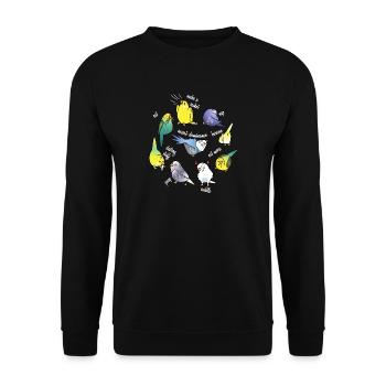 Budgerigar canary parrot - Unisex Sweatshirt - black - Front - Alina (178cm) & Michal (187cm)