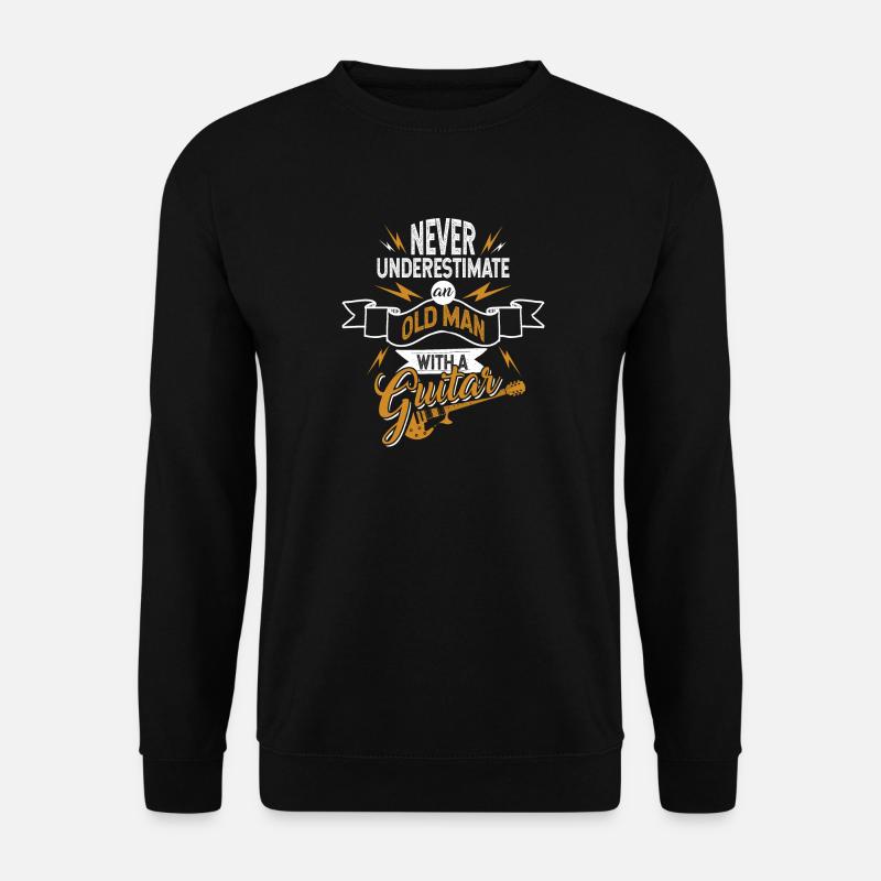 Gitarre Gitarrist alter Mann Rock Musik - Unisex Pullover - Schwarz