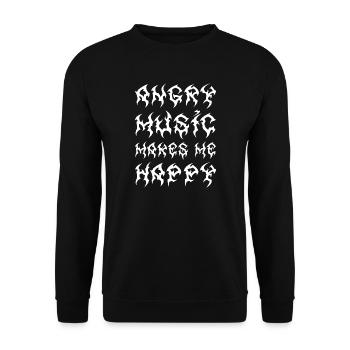 Angry Music Makes Me Happy Metal Music Metalhead - Unisex Pullover - Schwarz - Vorne - Alina (178cm) & Michal (187cm)