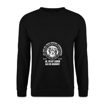 Berner Sennenhund ist lieber als er aussieht - Unisex Pullover - Schwarz - Vorne - Alina (178cm) & Michal (187cm)