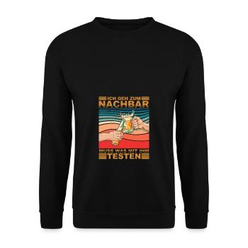 Lieblingsnachbar zum testen - Unisex Pullover - Schwarz - Vorne - Alina (178cm) & Michal (187cm)