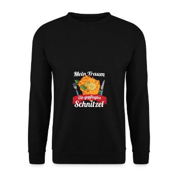 Mein Traum Ein gepflegtes Schnitzel - Unisex Pullover - Schwarz - Vorne - Alina (178cm) & Michal (187cm)