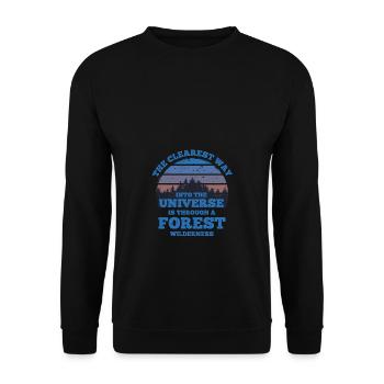 Forest Quote The clearest way into the Universe - Unisex Sweatshirt - black - Front - Alina (178cm) & Michal (187cm)