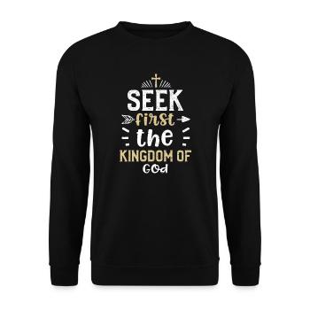 Seek first the kingdom of God - Unisex Sweatshirt - black - Front - Alina (178cm) & Michal (187cm)