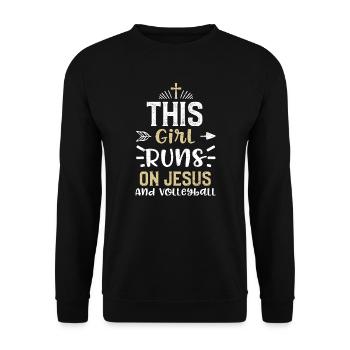 This Girl Runs On Jesus And Voll... - Unisex Pullover - Schwarz - Vorne - Alina (178cm) & Michal (187cm)