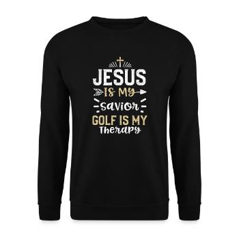 Jésus est mon sauveur Le golf est mon th... - Sweat-shirt Unisexe - noir - Devant - Alina (178cm) & Michal (187cm)