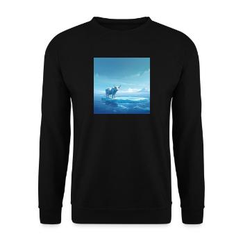 Kuh auf dem Eis - Unisex Pullover - Schwarz - Vorne - Alina (178cm) & Michal (187cm)