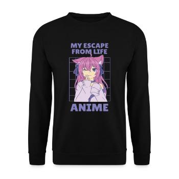 Anime my escape from life - Unisex Pullover - Schwarz - Vorne - Alina (178cm) & Michal (187cm)