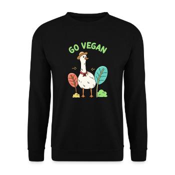 Goose design for proud vegans - Unisex Sweatshirt - black - Front - Alina (178cm) & Michal (187cm)