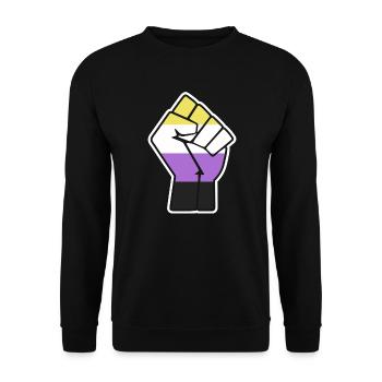 Nonbinary Pride Fist Design for Equality - Unisex Sweatshirt - black - Front - Alina (178cm) & Michal (187cm)
