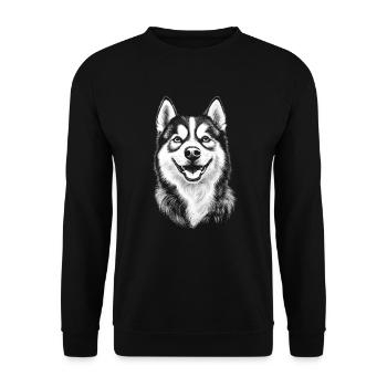 Husky sibérien Portrait chien chiens - Sweat-shirt Unisexe - noir - Devant - Alina (178cm) & Michal (187cm)