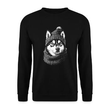 Husky bobble chapeau Sibérien Husky chien chien - Sweat-shirt Unisexe - noir - Devant - Alina (178cm) & Michal (187cm)