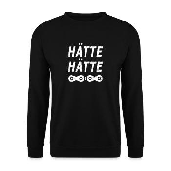 Hätte Hätte Fahrradkette Radfahrer Spruch Fahrrad - Unisex Pullover - Schwarz - Vorne - Alina (178cm) & Michal (187cm)