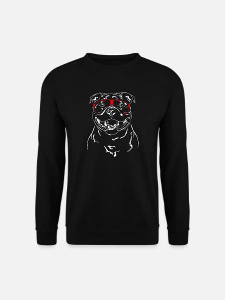 STAFFORDSHIRE BULLTERRIER Hund Brille Wilsigns - Unisex Pullover - Schwarz