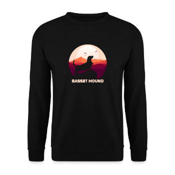 Basset Hound - Unisex Sweatshirt - black - Front - Alina (178cm) & Michal (187cm)