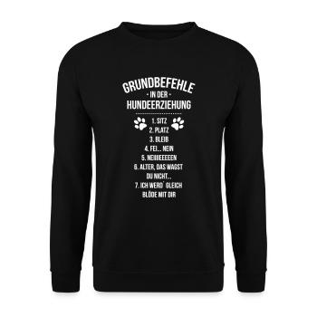 Lustige Befehle Kommandos Hunde - Unisex Pullover - Schwarz - Vorne - Alina (178cm) & Michal (187cm)