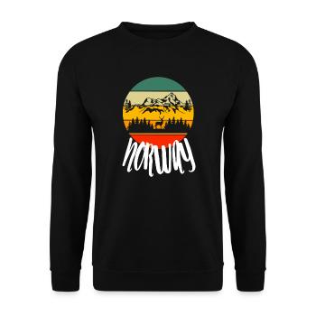 Norwegische Natur Hirsch Retro Norwegen - Unisex Pullover - Schwarz - Vorne - Alina (178cm) & Michal (187cm)