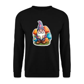 Dwarf surrounded by mushrooms - Unisex Sweatshirt - black - Front - Alina (178cm) & Michal (187cm)