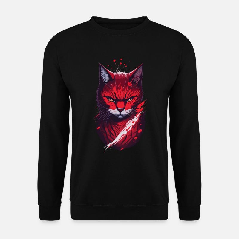 Katze Ninja düster böse grimmig Katzenkunst - Unisex Pullover - Schwarz