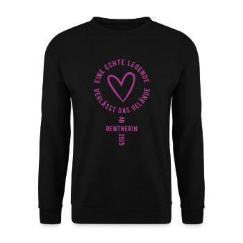Eine echte Legende - Rentnerin ab 2025 - Ruhestand - Unisex Pullover - Schwarz - Vorne - Alina (178cm) & Michal (187cm)
