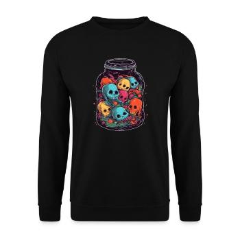 Geist im Glas Geister Horror Totenkopf Seelen - Unisex Pullover - Schwarz - Vorne - Alina (178cm) & Michal (187cm)