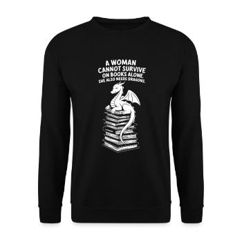 Books & Dragons – Perfect Fantasy Design - Unisex Sweatshirt - black - Front - Alina (178cm) & Michal (187cm)
