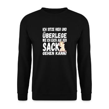 Auf den Sack gehen kann - für eine Zicke - Unisex Pullover - Schwarz - Vorne - Alina (178cm) & Michal (187cm)