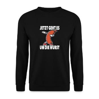Jetzt geht es um die Wurst - Unisex Pullover - Schwarz - Vorne - Alina (178cm) & Michal (187cm)