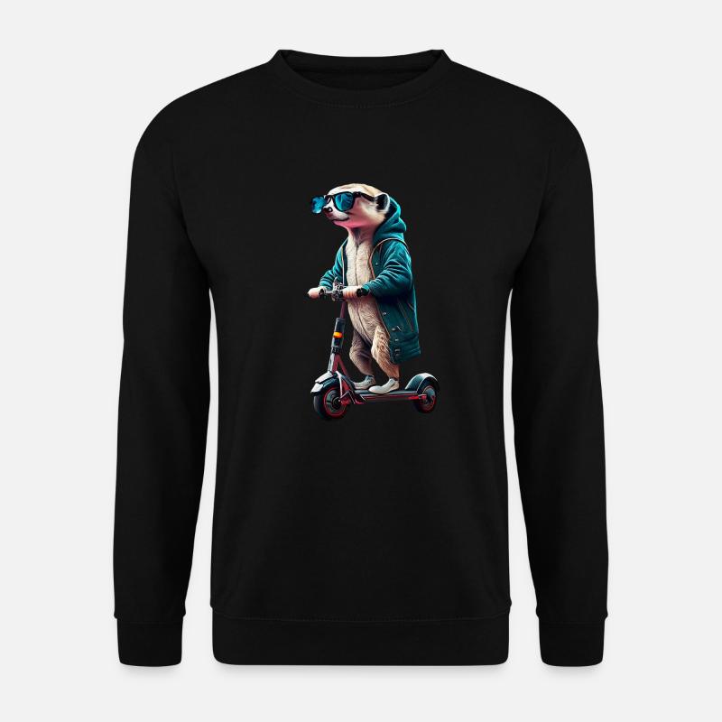 Escooting Erdmännchen Escooter Elektroroller - Unisex Pullover - Schwarz