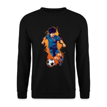 Joueur de football - Chemise d’anime - Sweat-shirt Unisexe - noir - Devant - Alina (178cm) & Michal (187cm)