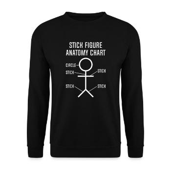 Strichmessfigur Anatomie Diagramm - Unisex Pullover - Schwarz - Vorne - Alina (178cm) & Michal (187cm)