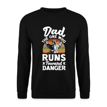 Papa celui qui court vers le danger Pompiers - Sweat-shirt Unisexe - noir - Devant - Alina (178cm) & Michal (187cm)
