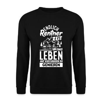 Endlich Rentner Zeit das Leben auf vier Rädern zu - Unisex Pullover - Schwarz - Vorne - Alina (178cm) & Michal (187cm)