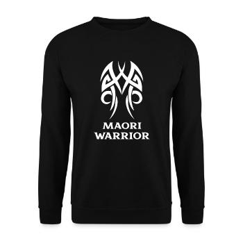 Personalisierter Geschenkmann des Maori-Kriegermusters - Unisex Pullover - Schwarz - Vorne - Alina (178cm) & Michal (187cm)