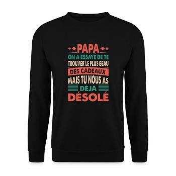 cadeau papa anniversaire originaux papa poule - Sweat-shirt Unisexe - noir - Devant - Alina (178cm) & Michal (187cm)